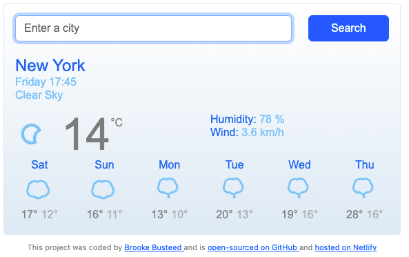 React weather project preview